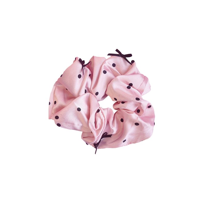 Scrunchie-Rosado-para-Pelo-con-Lazitos-Negros