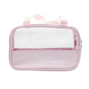 Bolsa de Viaje Transparente con Manijas Rosadas